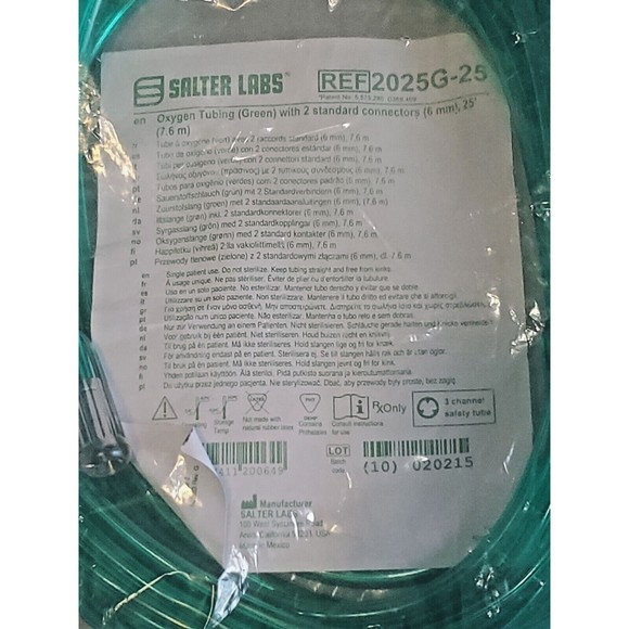 Salter Lab Ref 2025 G-25 Green Oxygen Tube. - Picture 2 of 10